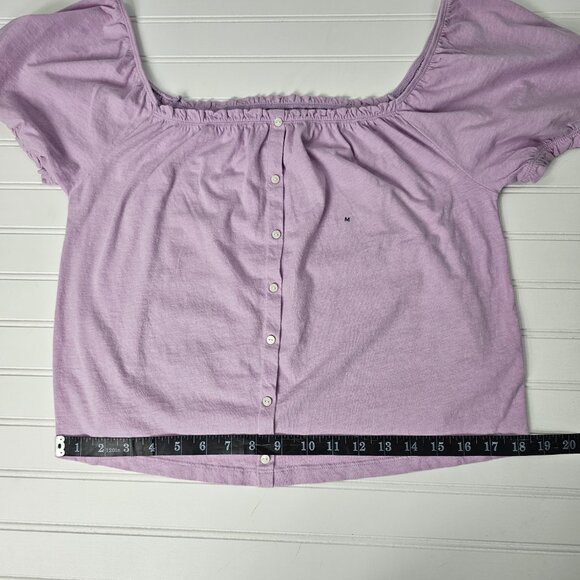 American Eagle Women's Lilac Purple Puff Sleeve Button Front Top Size M NWT - Picture 11 of 12